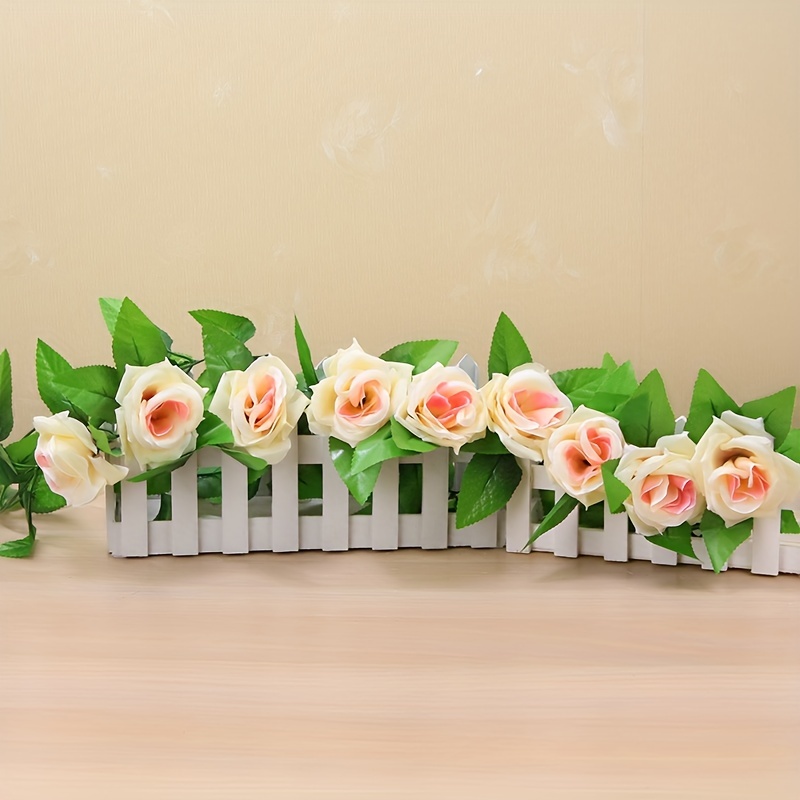 Artificial Rose Vine Flowers With Green Leaves Fake Silk Rose Hanging Vine  Flowers Garland Ivy Plants For Home Wedding Party Garden Wall Decoration  (champagne) - Temu