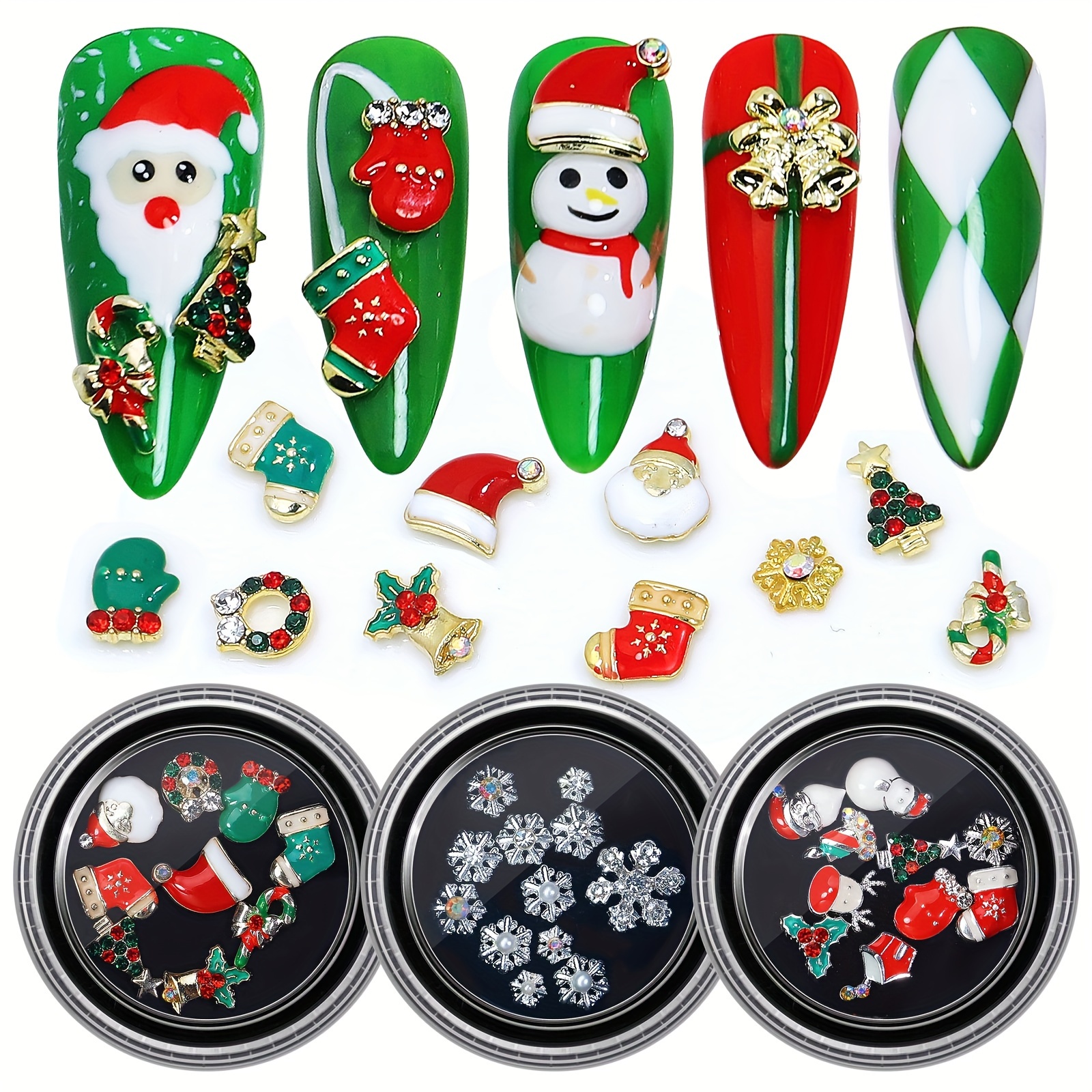 Radom christmas Nail Art Charms alloy Santa Claus Christmas - Temu