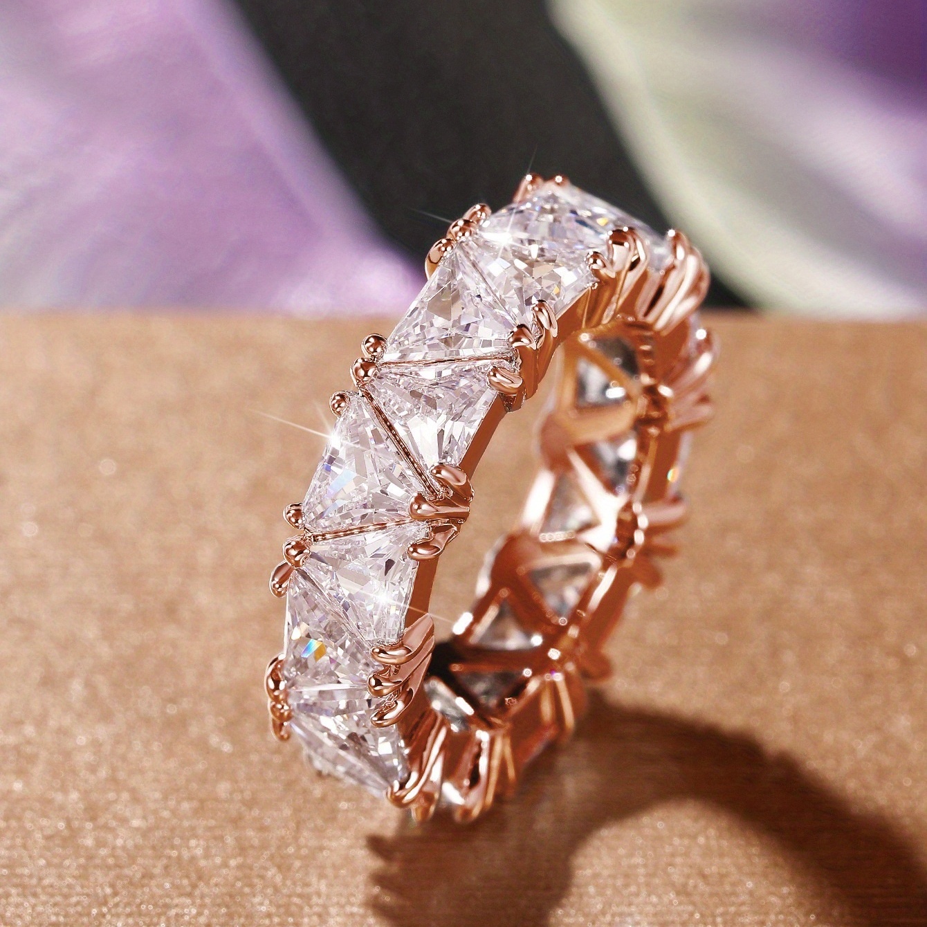 Triangle Zircon Ring, 18K Plated Promise Ring