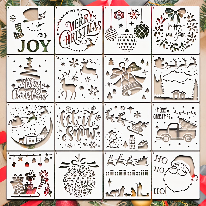 Small Christmas Stencils for Painting on Wood Reusable 3 Inches