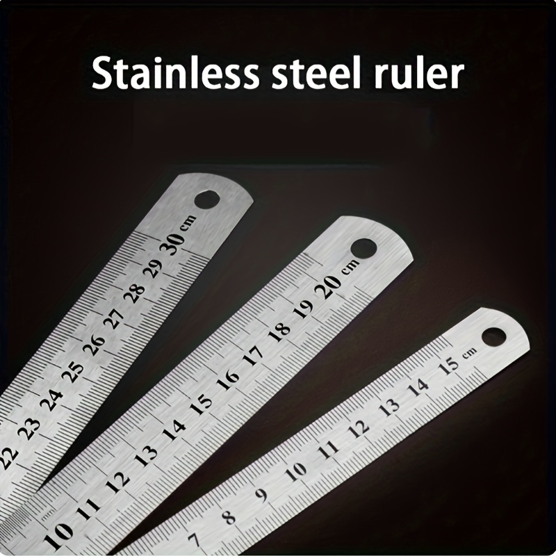 1pc 15/20/30/50cm Double Side Metal Ruler Règle Droite En - Temu Belgium