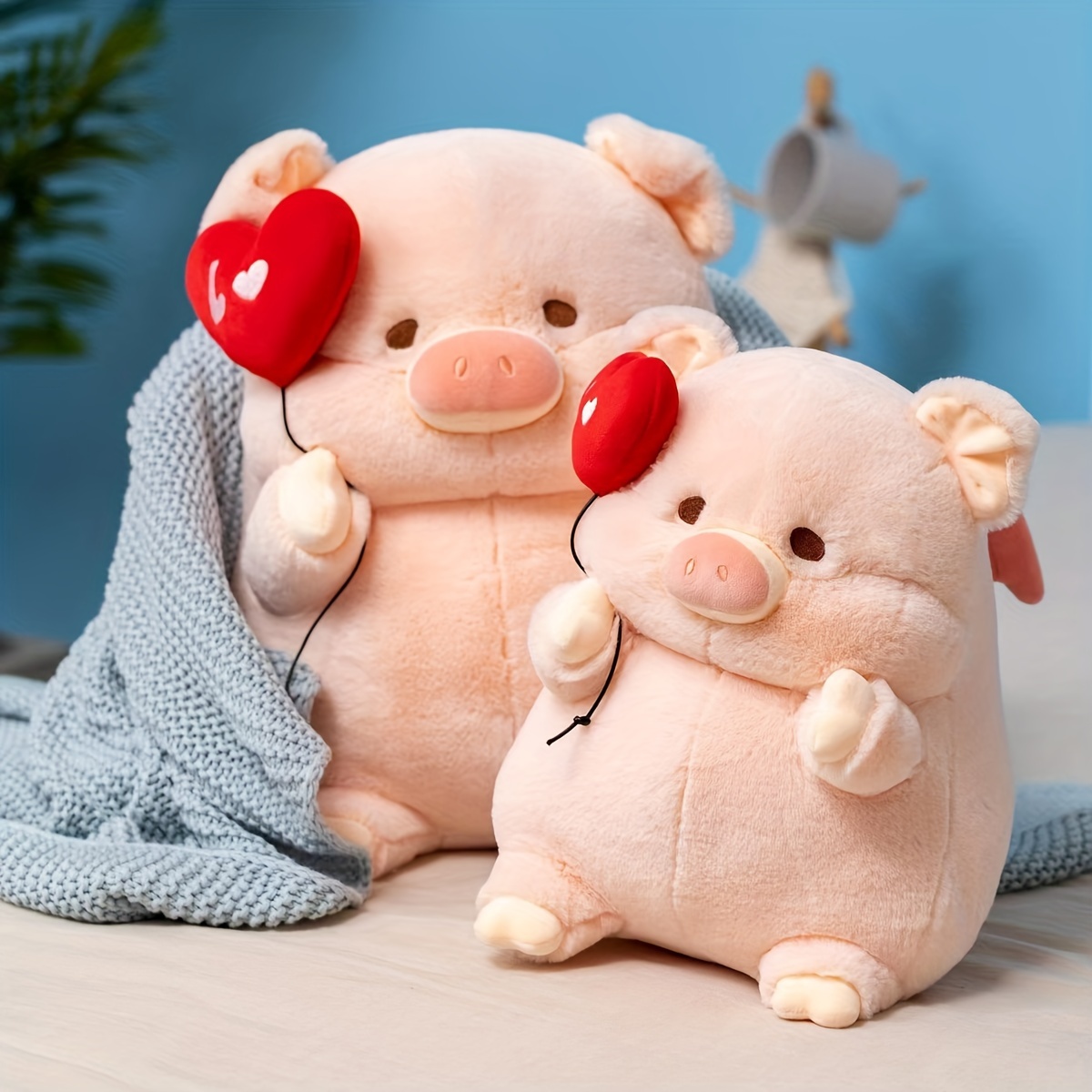 1pc, Pink Heart-shaped Pig Plush Toy, Very Suitable For Home Decoration,  Shopping Malls, Hotels, Sofas, Car Decoration, Car Pillows, Desktops,  Bedding