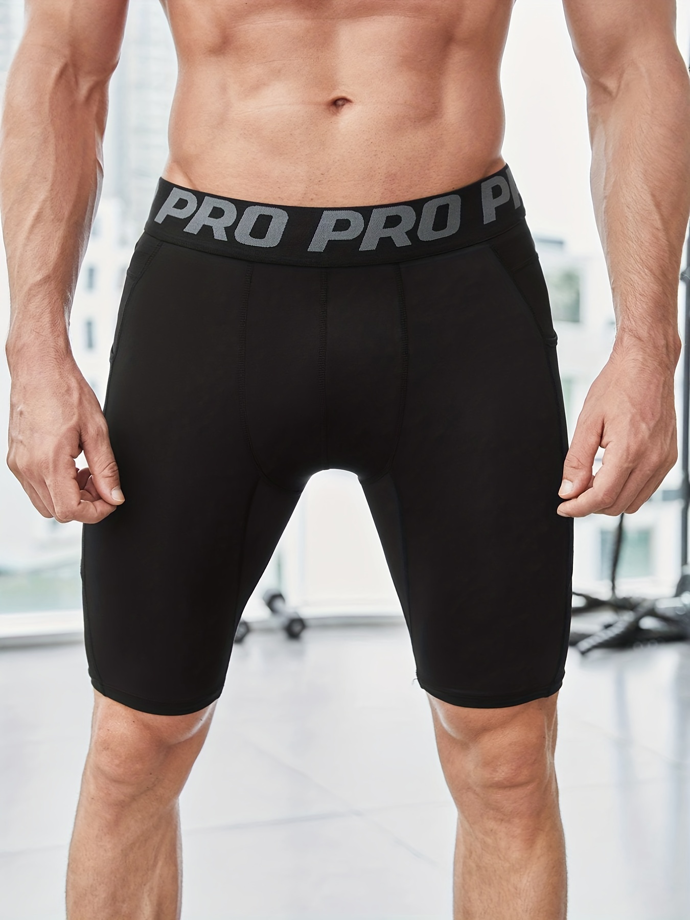 Men's PRO Tight Shorts For Sports Training, Fitness Running, Quick Drying  Elastic Leggings