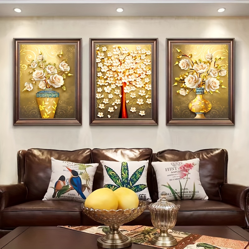 Cuadro decorativo color dorado con marco 25x25 cm.