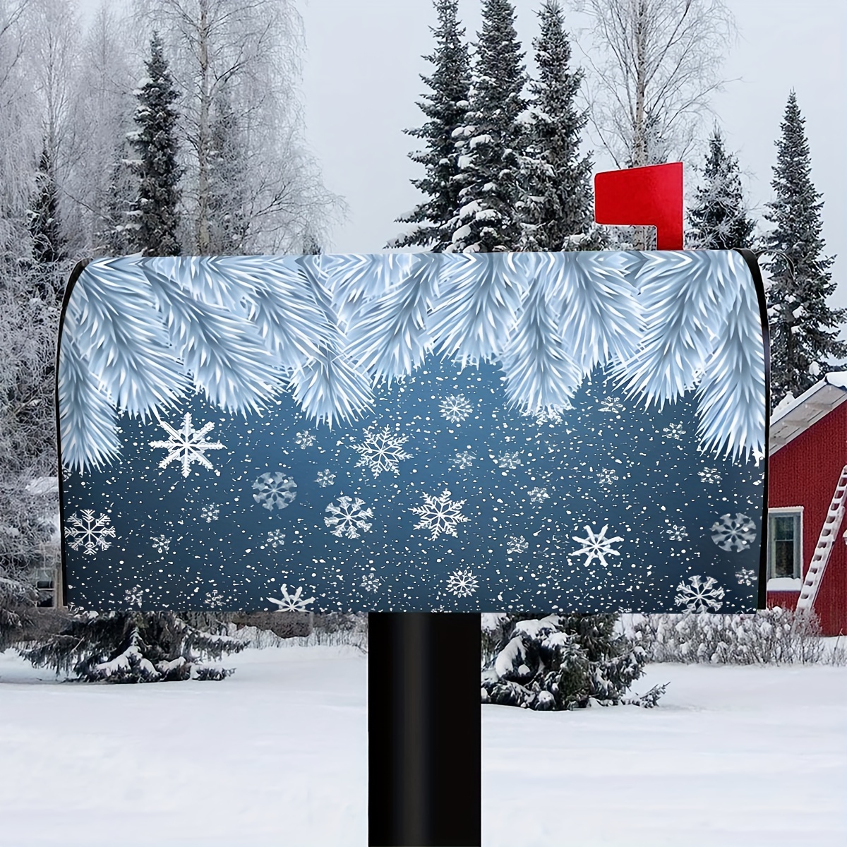 Winter Welcome Pine Tree Fabric Welcome Mailbox Cover Magnetic