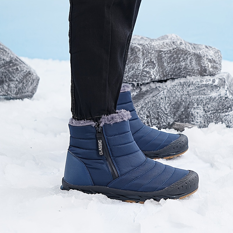 Botas de nieve para hombre, zapatos térmicos de invierno, botas de  senderismo a prueba de viento con forro difuso