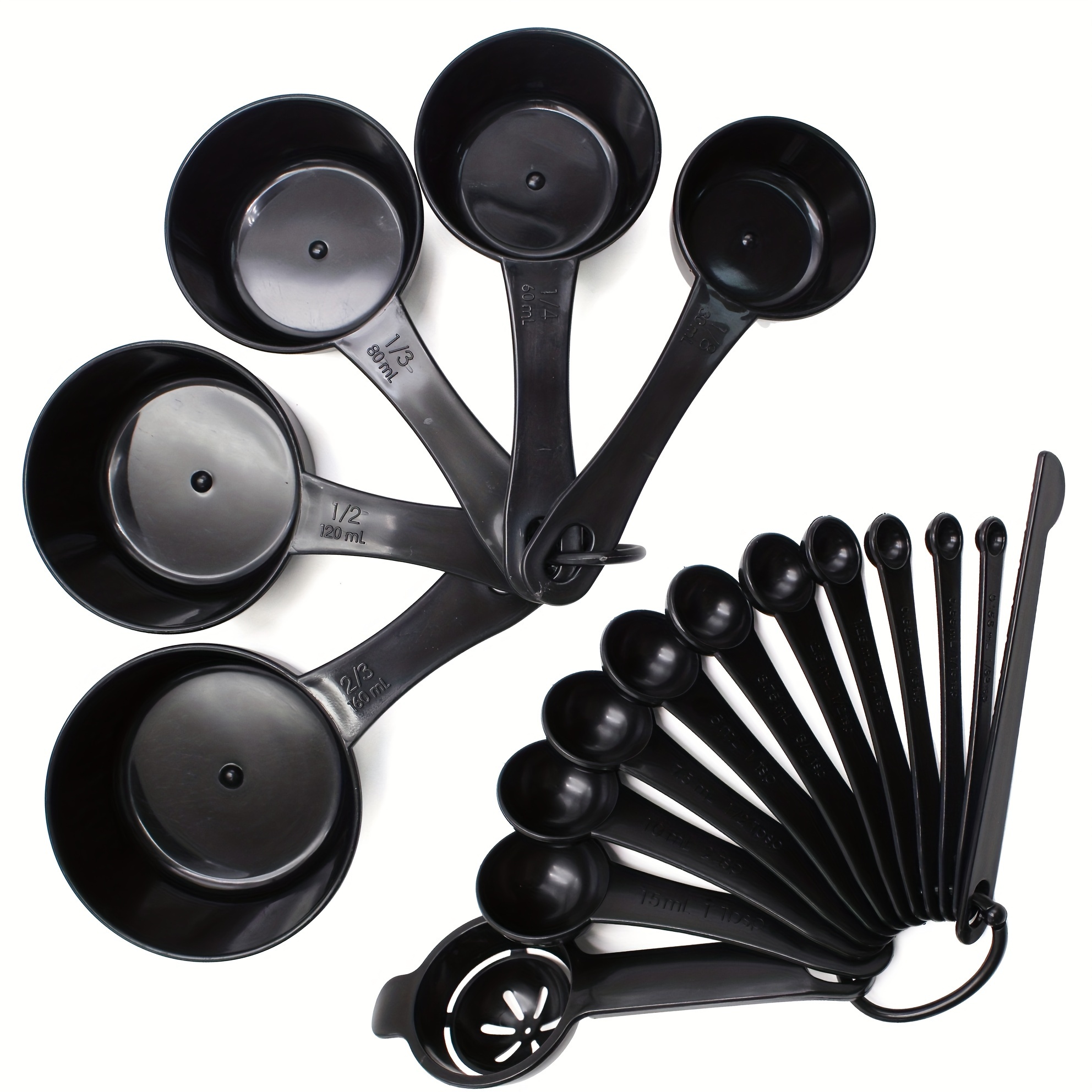 17pcs/set Black Measuring Spoons And Cups Set