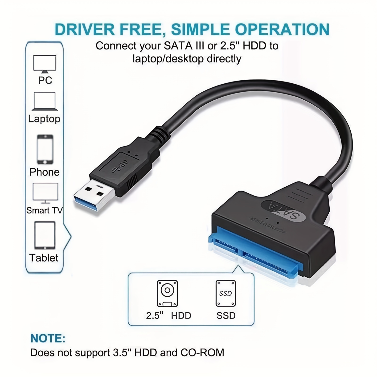Fast Transfer Speeds up to 10Gbps with USB to SATA Cables