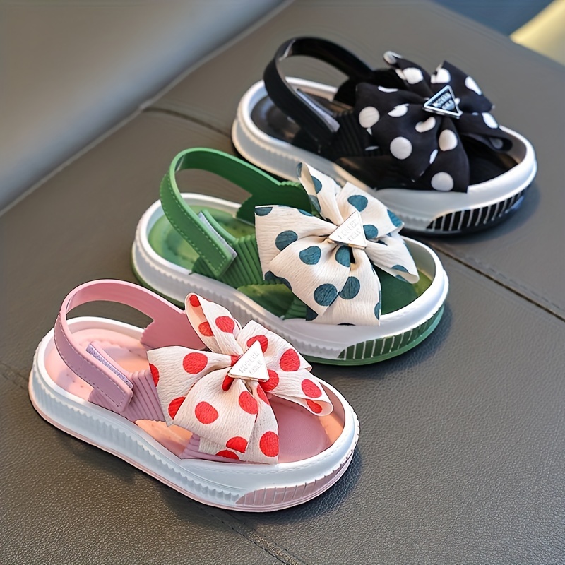 Summer Polka Dot Bowtie Slides For Girls Toddler Outdoor Beach