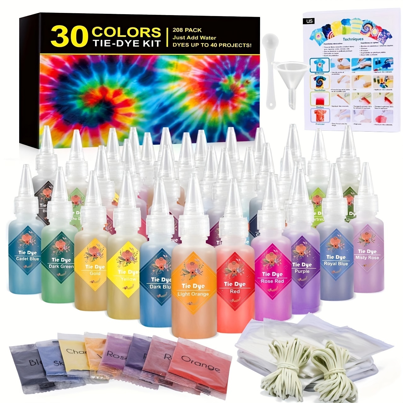 30 Colors Tie Dye Set Tie Dye Powder Fabric Paint - Temu