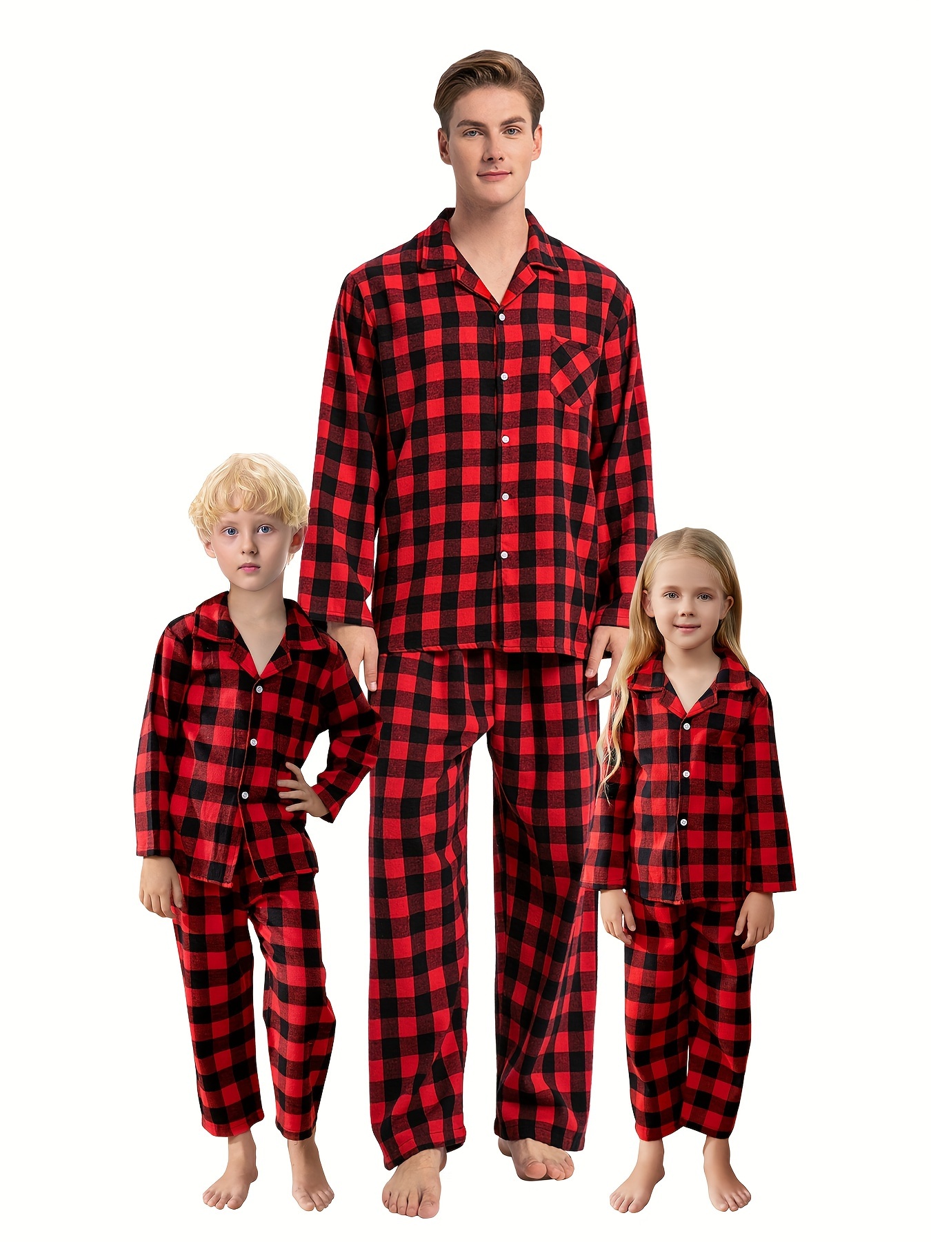 Men's Green Plaid Family Pajama Sets Christmas Pajama Sets - Temu