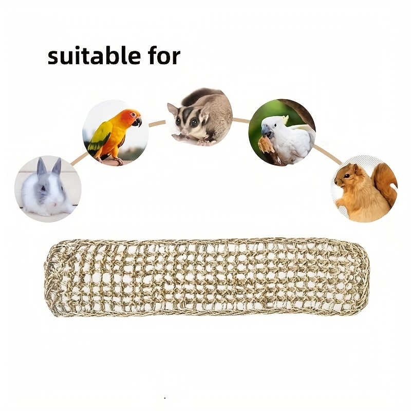 Bird Hanging Grass Mat with 4 Hooks Natural Grass Woven Net Hammock