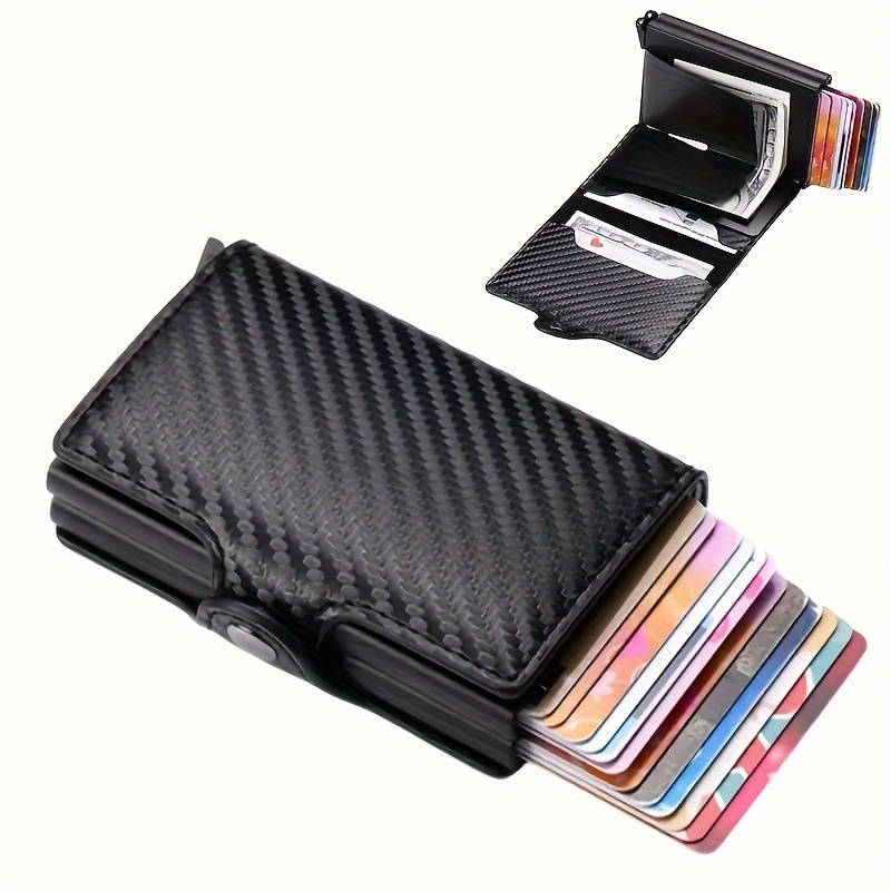 

1pc Men's Rfid Blocking Automatic Card Box, Large Capacity Card Holder