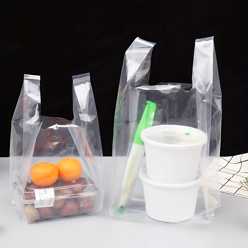 Paquete de 100 bolsas de plástico transparente de 16 x 16 pulgadas con  asas, bolsas de plástico transparente de 2 mil de grosor para mercancías –