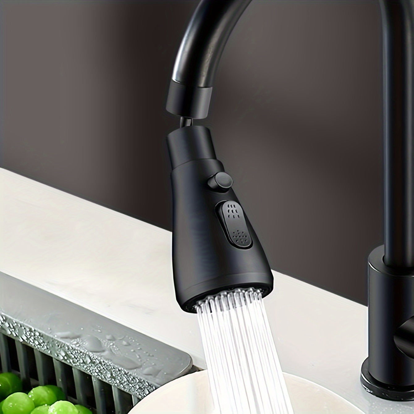 

1pc Black Water-saving Splash-proof Faucet, Faucet Splash-proof Head, Kitchen Universal Extended Extender, Household Universal Booster Shower Head
