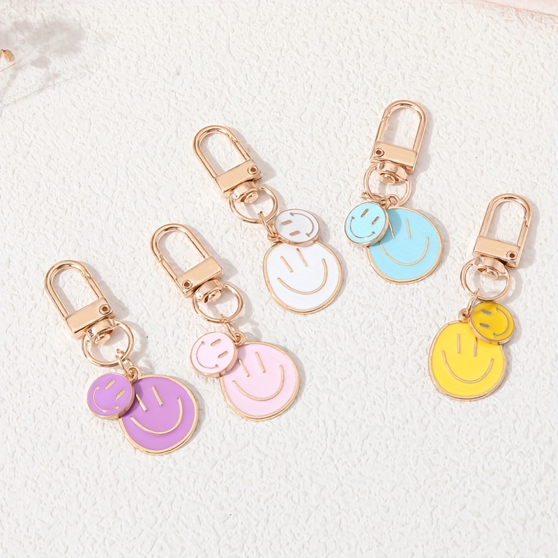 

5pcs Cute Colorful Smiling Face Keychain Enamel Painted Accessories Purse Pendant