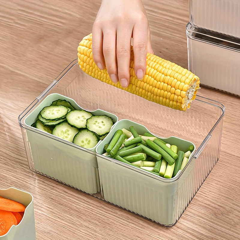 1pc transparent four compartment storage box for kitchens and household  refrigerators, fruit and vegetable food storage containers for  refrigerators