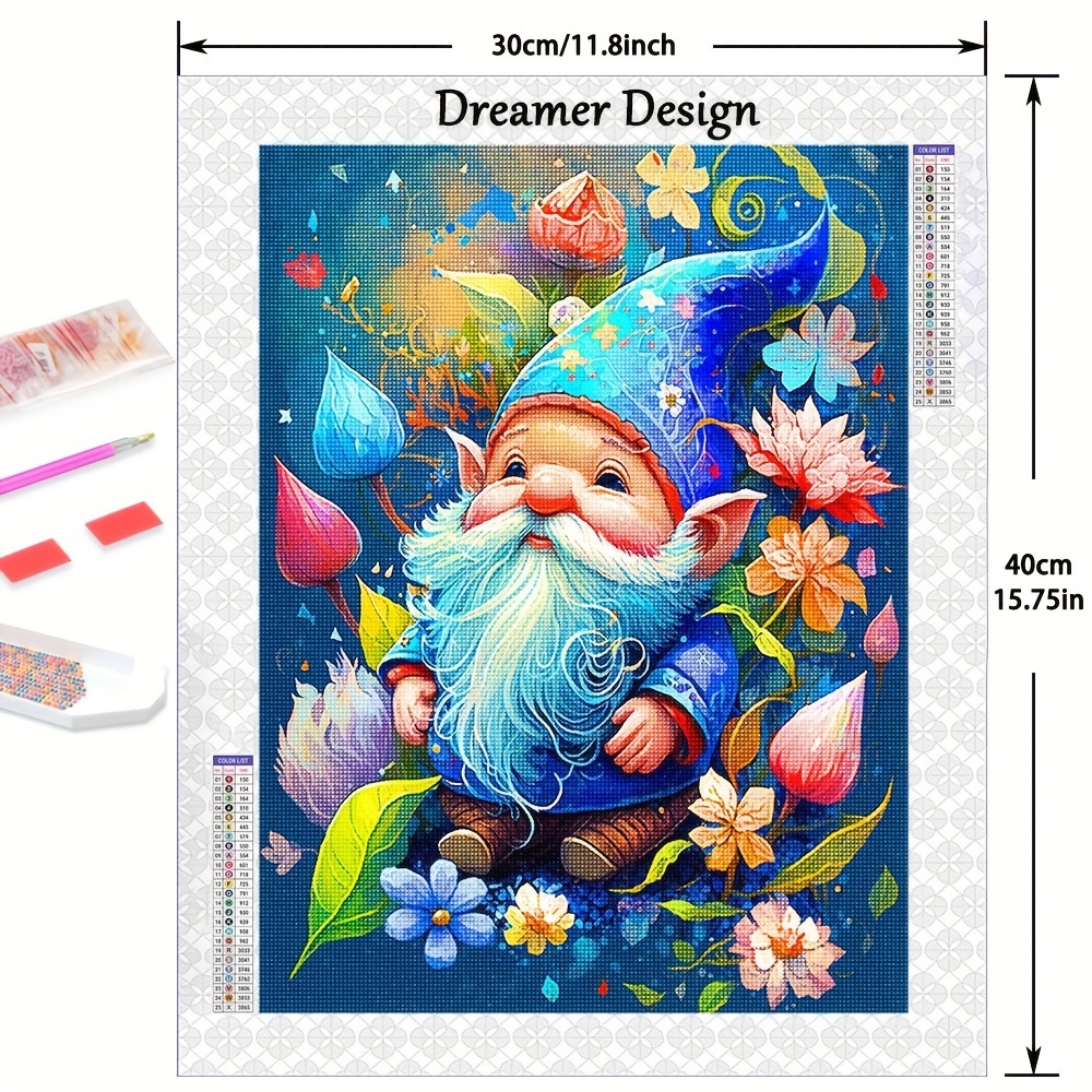 Diy Flower Gnome Artificial Diamond Painting Set Adult - Temu