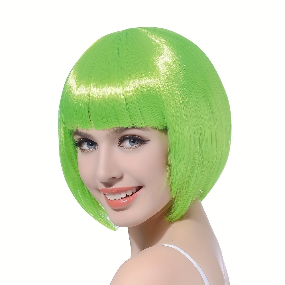 

Short Bob Cosplay Flapper Wig-synthetic Costume Party Women's Natural Looking St. Patrick's Day Carnival Halloween Christmas Bangs Wigs Green, Red, Orange
