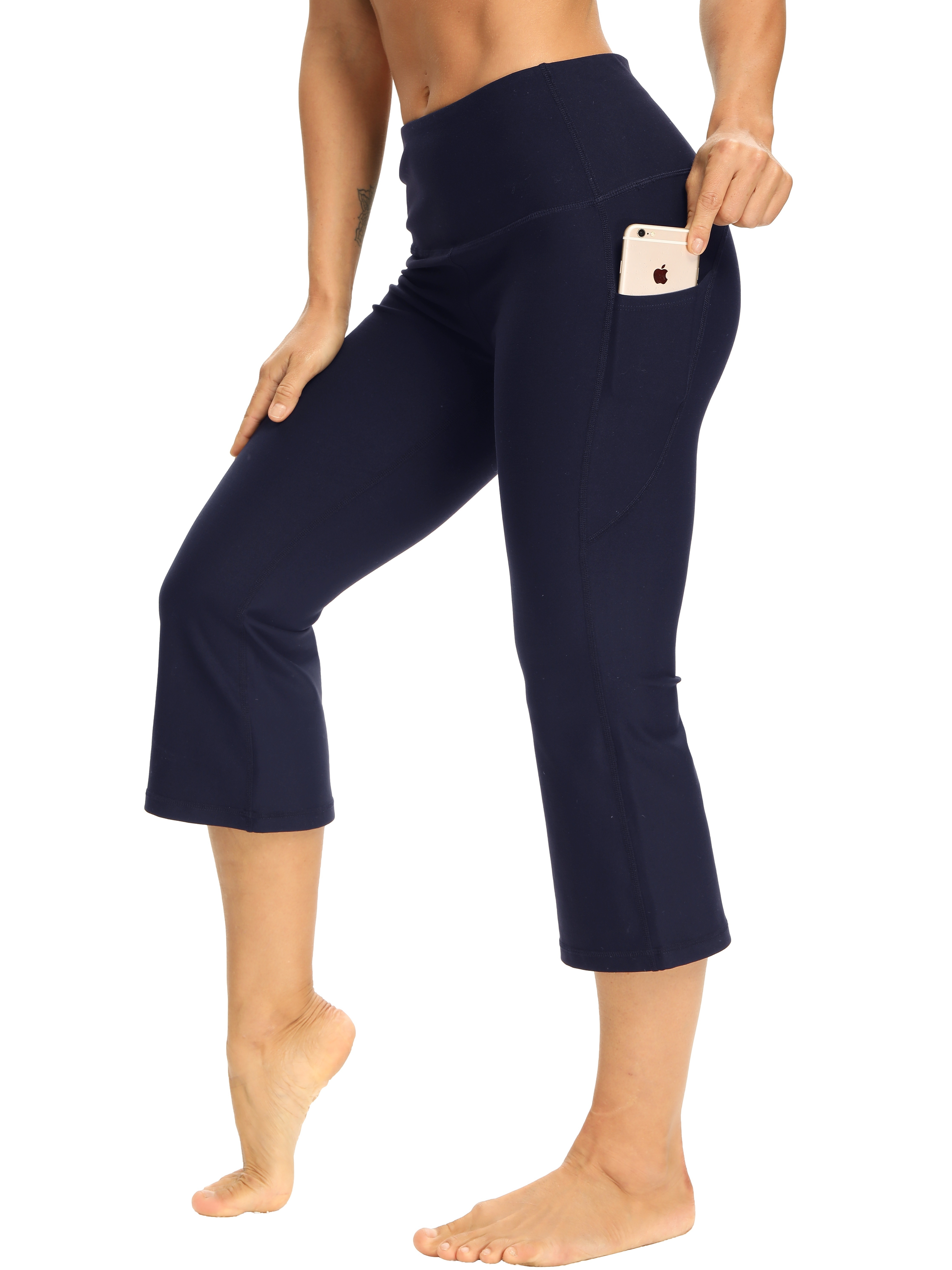 Women's High Elastic Flare Capri Yoga Leggings Perfect - Temu