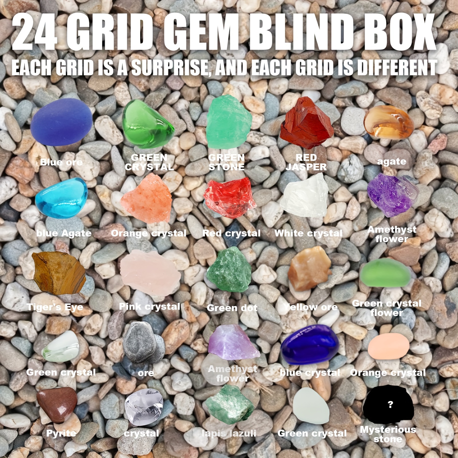 Rock Collection Advent Calendar 2023 With 24 Gemstones Minerals