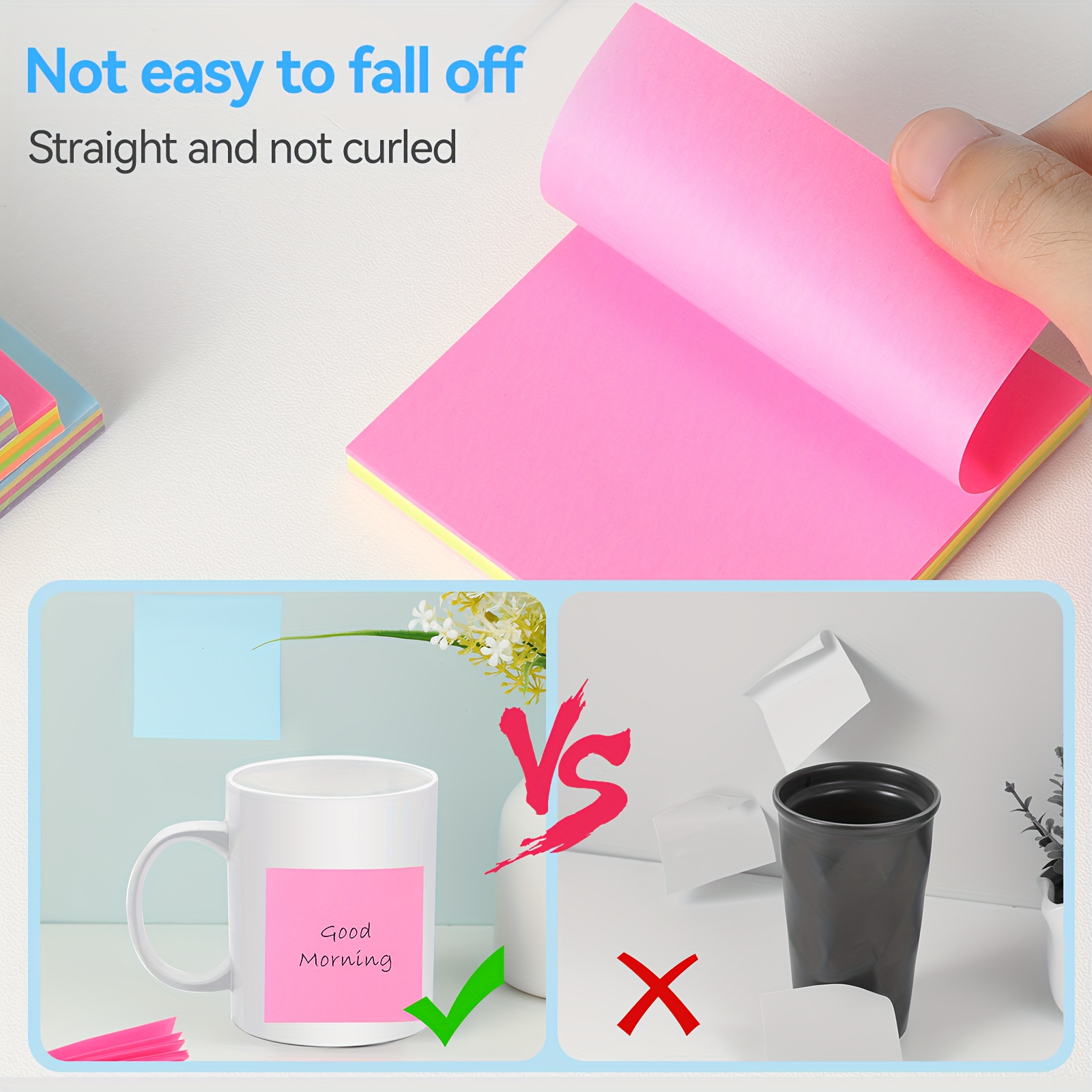 6 Colors Sticky Notes, 3x3 Inches, Bright Colors Self-Sticky Pads, Easy To  Post For Home, Office, Notepads