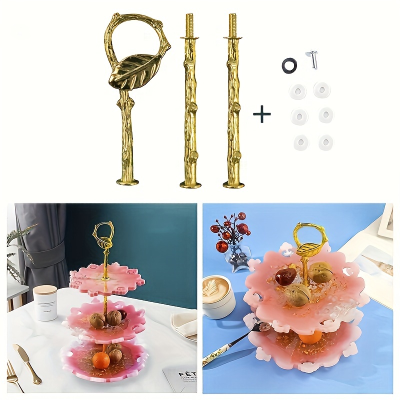 

3pcs/set Cupcake Stand Poles, Cake Dessert Pastry Biscuit Stand Rod, Vintage Golden Stand Pole, For Home Kitchen Restaurant Bakery, Kitchen Accessories, Serveware Accessories (no Cake Stand)