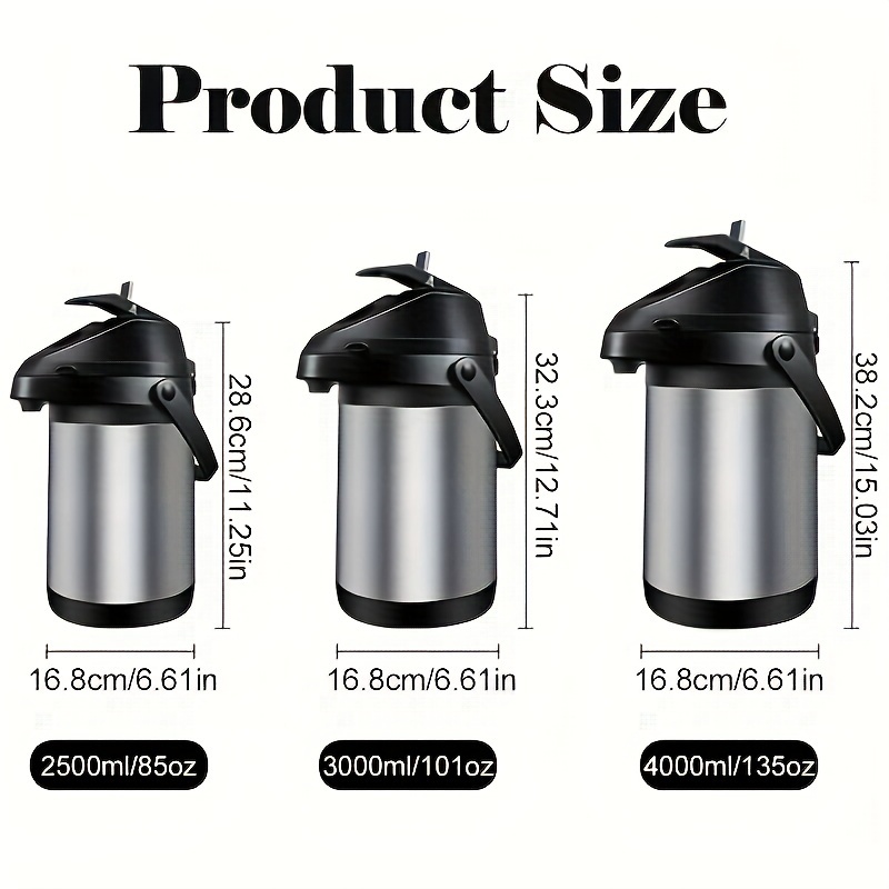 1pc 68oz Coffee Carafe Air pot Insulated Coffee hot water Urn Stainless  Steel Vacuum Thermal Pot Flask Dispenser for Coffee, Hot Water, Tea, Hot