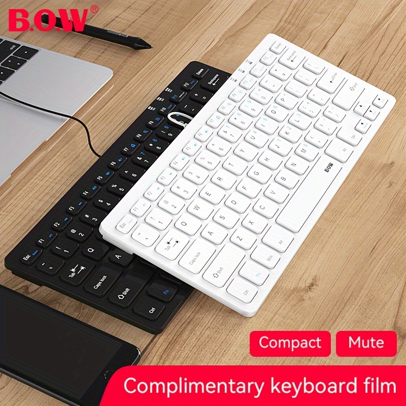 BOW HW098A Keyboard, Wired Keyboard, Office Keyboard, Ultra-thin Portable  Keyboard, 78 Keys, Desktop Laptop Keyboard