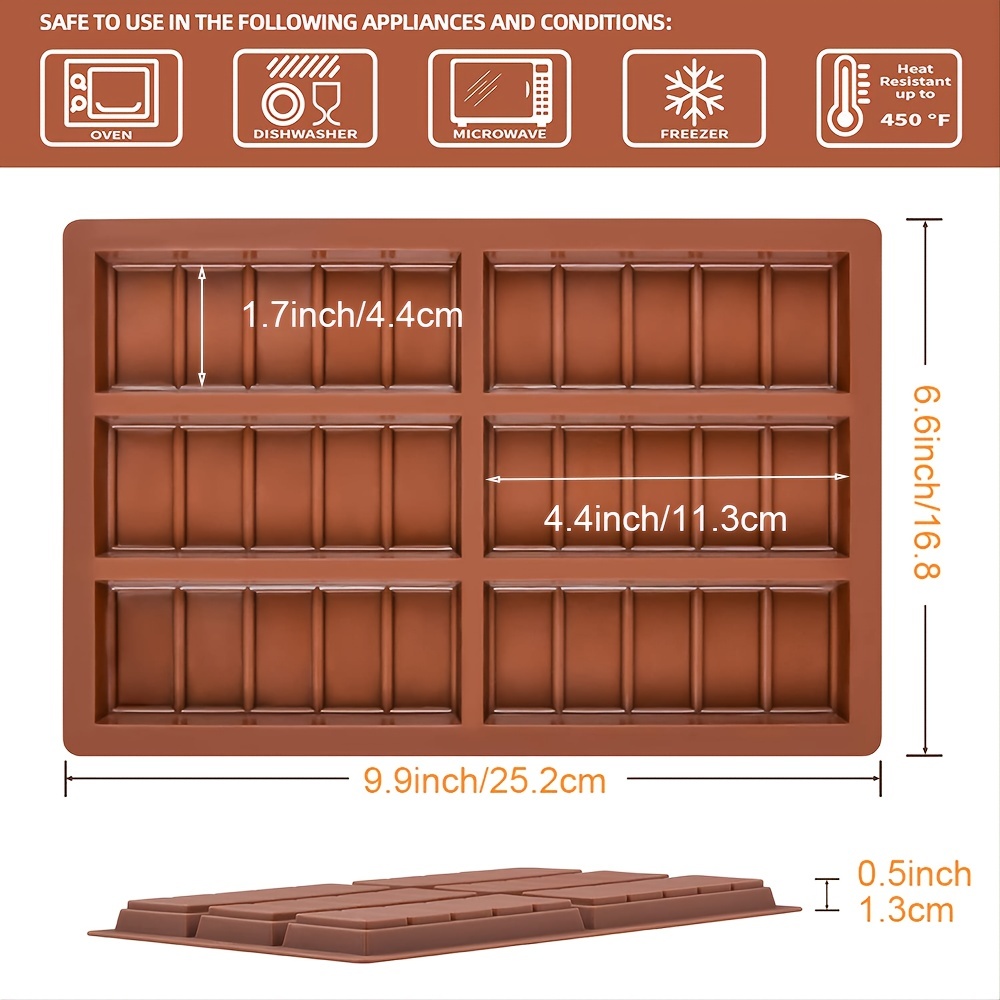 Webake 4.5 Inch 8 Cavities silicone rectangular chocolate bar molds