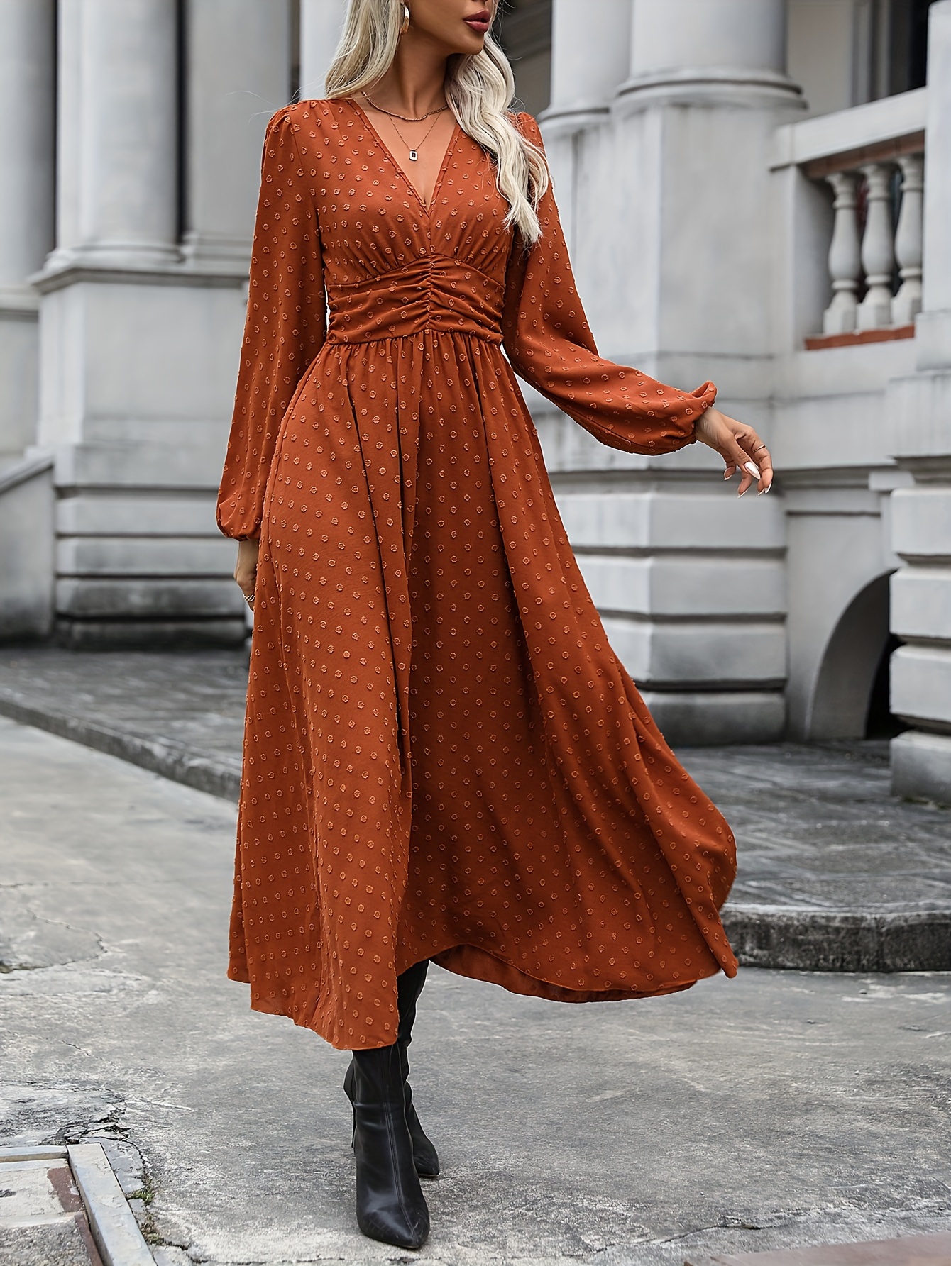 knee length dresses for ladies Avril Shirred Midi Dress – Dangerfield main image 1