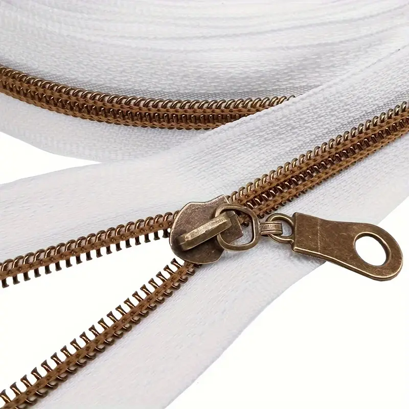 5 Yards #5 Antique Brass Metallic Nylon Coil Zippers By The Yard Bulk Coil  Zipper Roll 5 Yards With Pulls For Diy Sewing Craft Bags - Temu South Korea