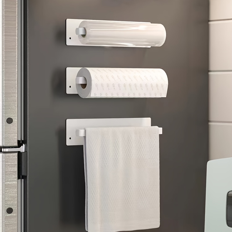 Magnetic Paper Towel Holder Wall Mounted Kitchen Fridge Adjustable Towel  Paper Roll Racks Plastic Toilet Paper Storage Shelves - AliExpress