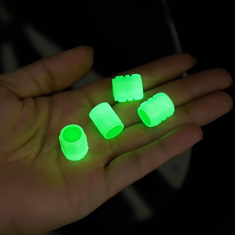 4Pcs Glow In Dark Green Car Tire Valve Stem Caps Cover Luminous Auto  Accessories