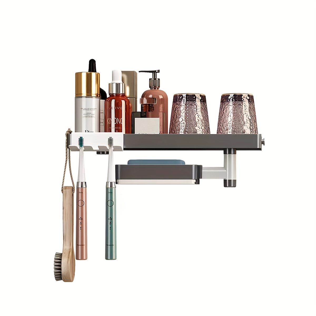 1pc Punch-free Bathroom Storage Rack For Cosmetics, Toiletries