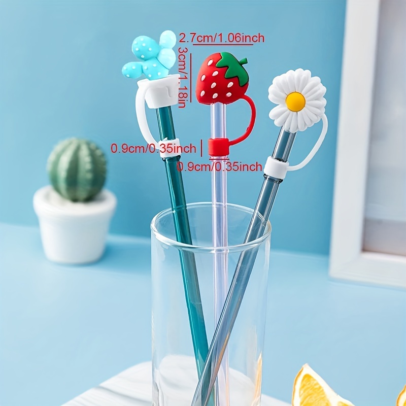 8PCS Flower Drinking Straw Covers Caps, Colorful Flower Reusable Portable  Drinking Straw Tips Lids, Straw Toppers for Tumblers, Dust Proof Plugs