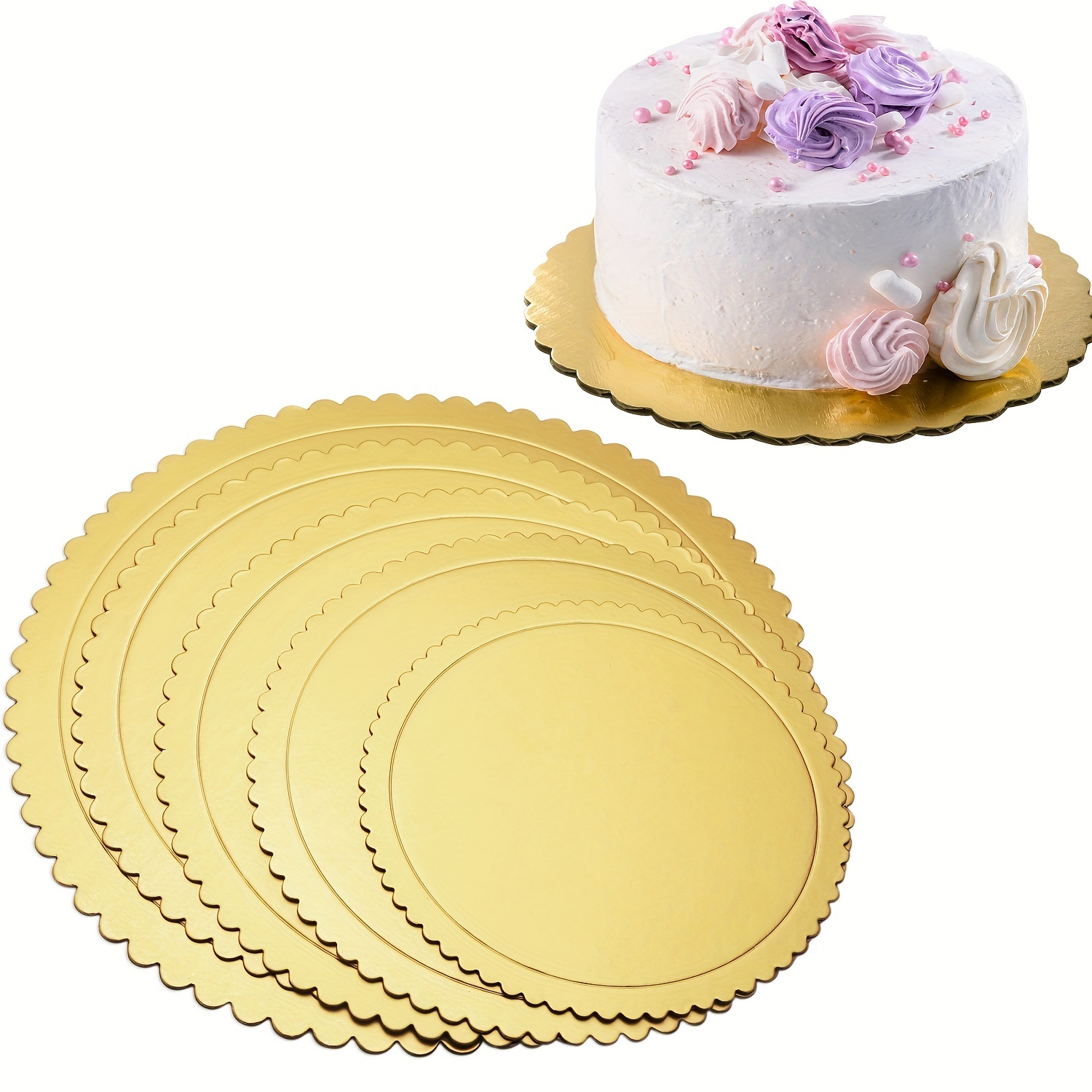 100 Pack Round Cake Boards 6'' Gold Circle Cake Base Cardboard Cake Rounds  Grease Proof Disposable Cardboard for Baking Cake Pizza
