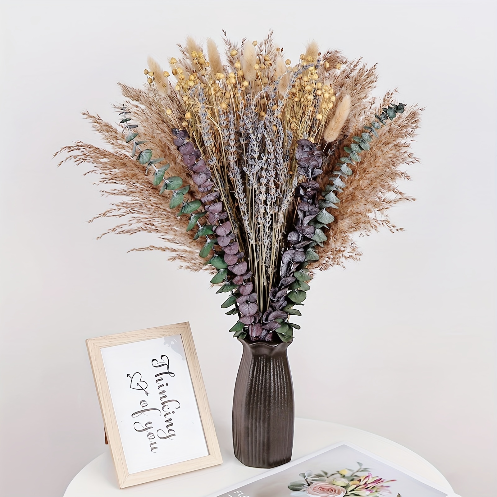 Boho Dried Flower Arrangements, Dry Flower Bouquet Lavender