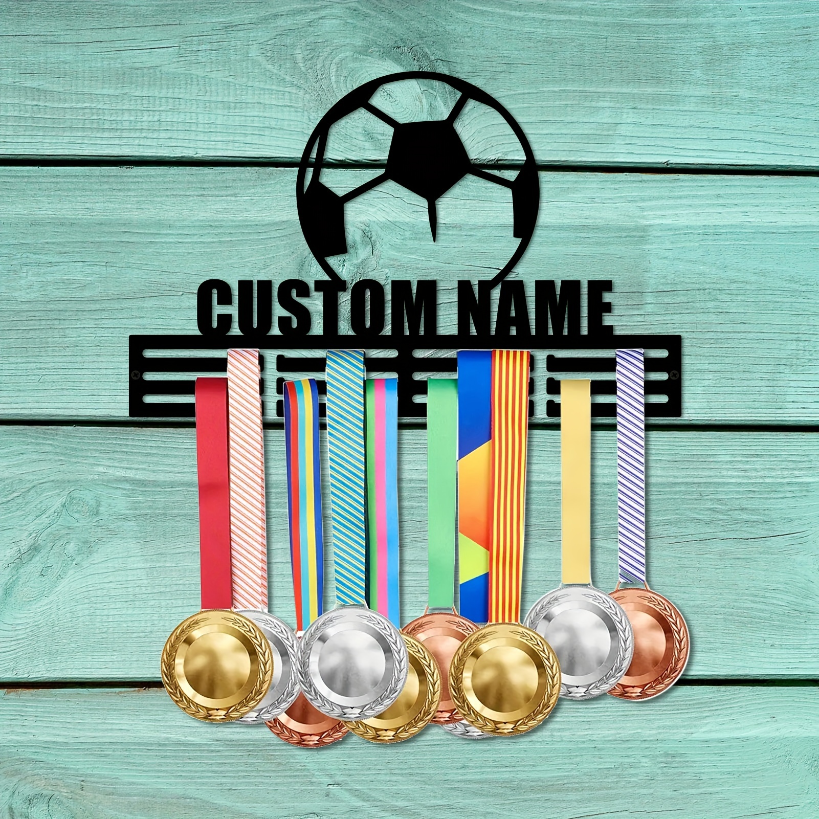 

1pc, Personalized Metal Medal Hanger With Custom Name, Decorative Art Medal Display Rack, Sports Awards Holder, Creative Wall Decor, Room Organizing Accessory