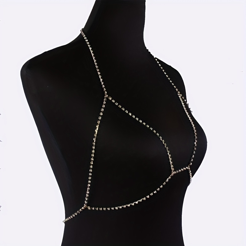 Women's Shiny Crystal Rhinestone Bra Chest Body Chains Bikini Fashion  Jewelry