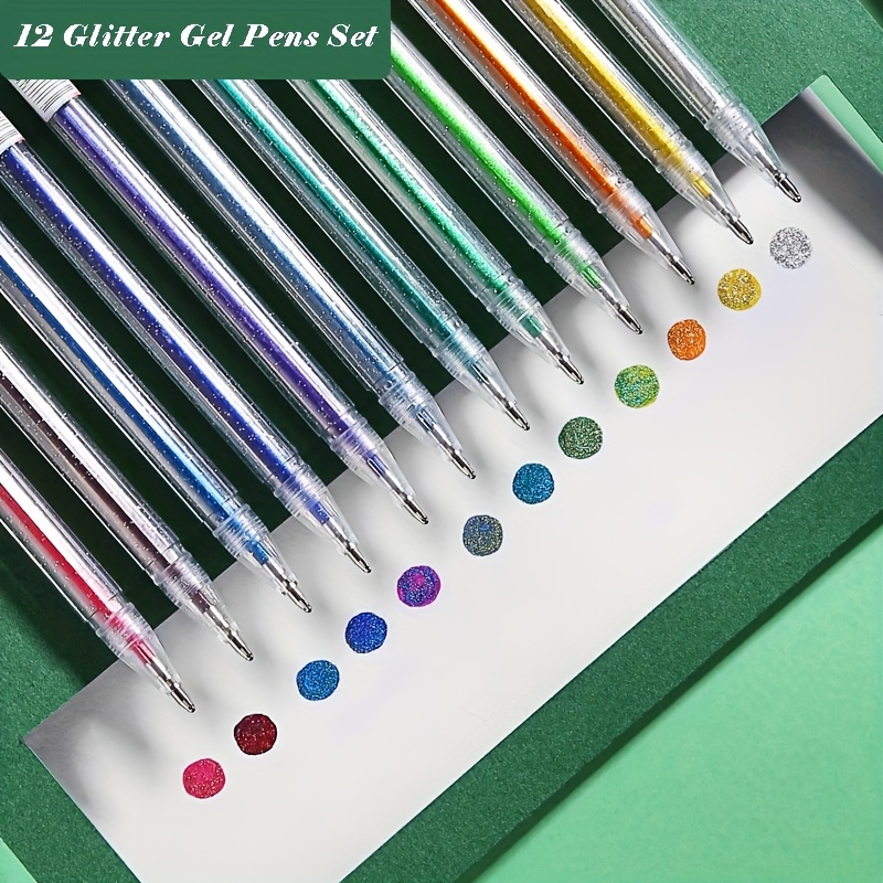 Stylo pailleté coloré, Gel pour livre de coloriage adulte, Gel à paillettes,  Stylo pailleté gel coloré (8 couleurs)