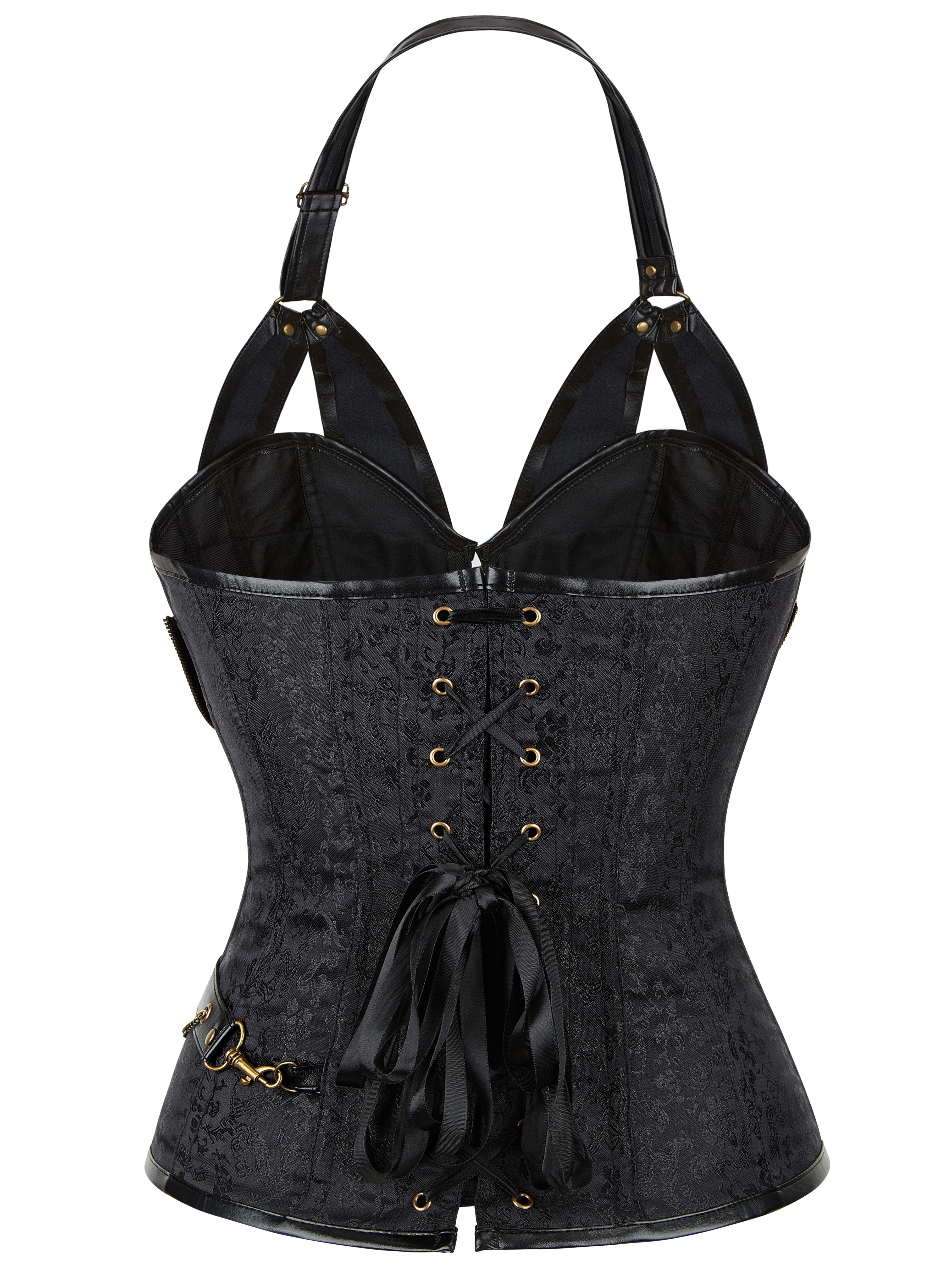 Floral Jacquard Lace Up Back Corset With Thong Shapewear Waist Trainer  Corset