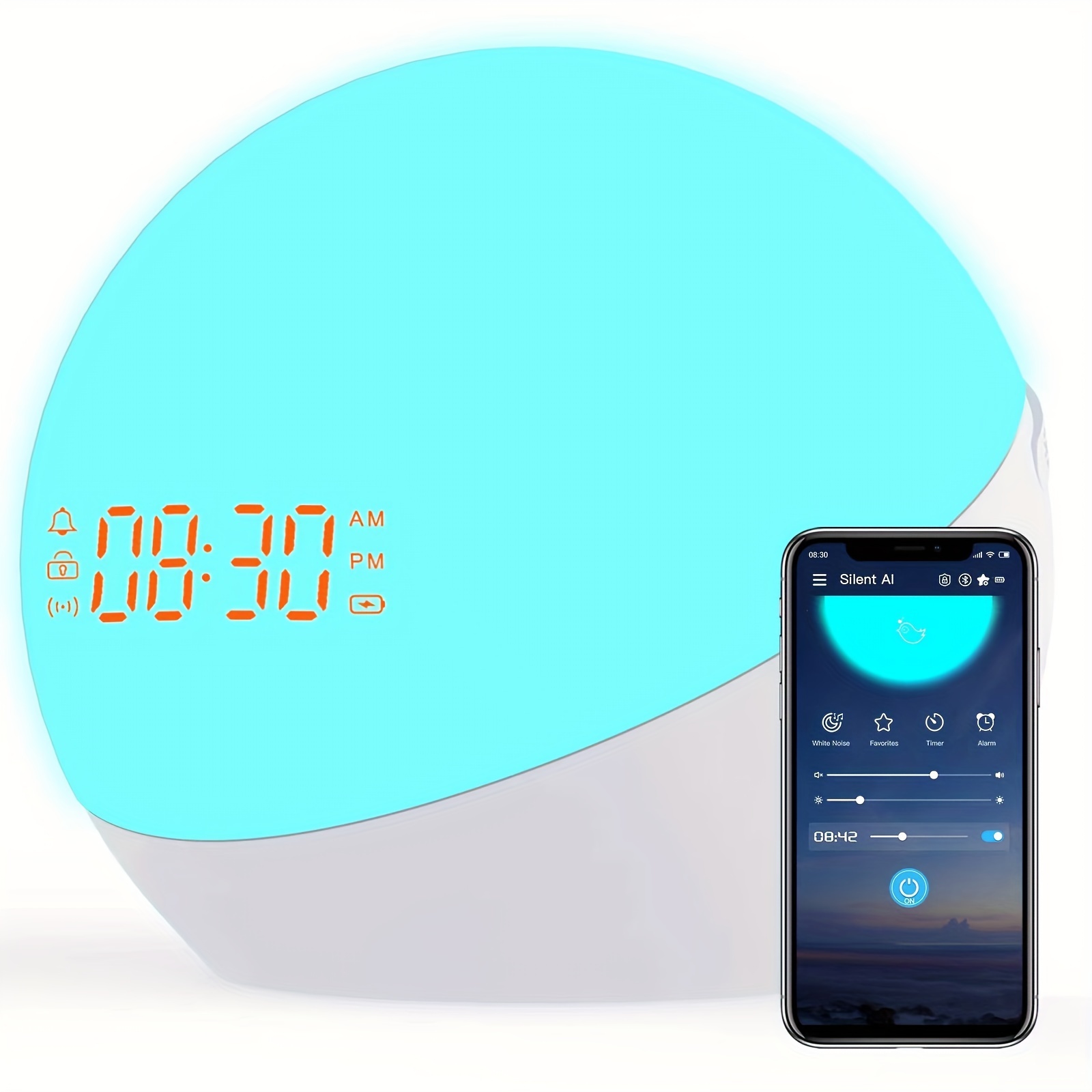 Reloj despertador inteligente de amanecer, máquina de sonido de luz en  forma de G, despertador con luz de despertador gradual para dormitorios