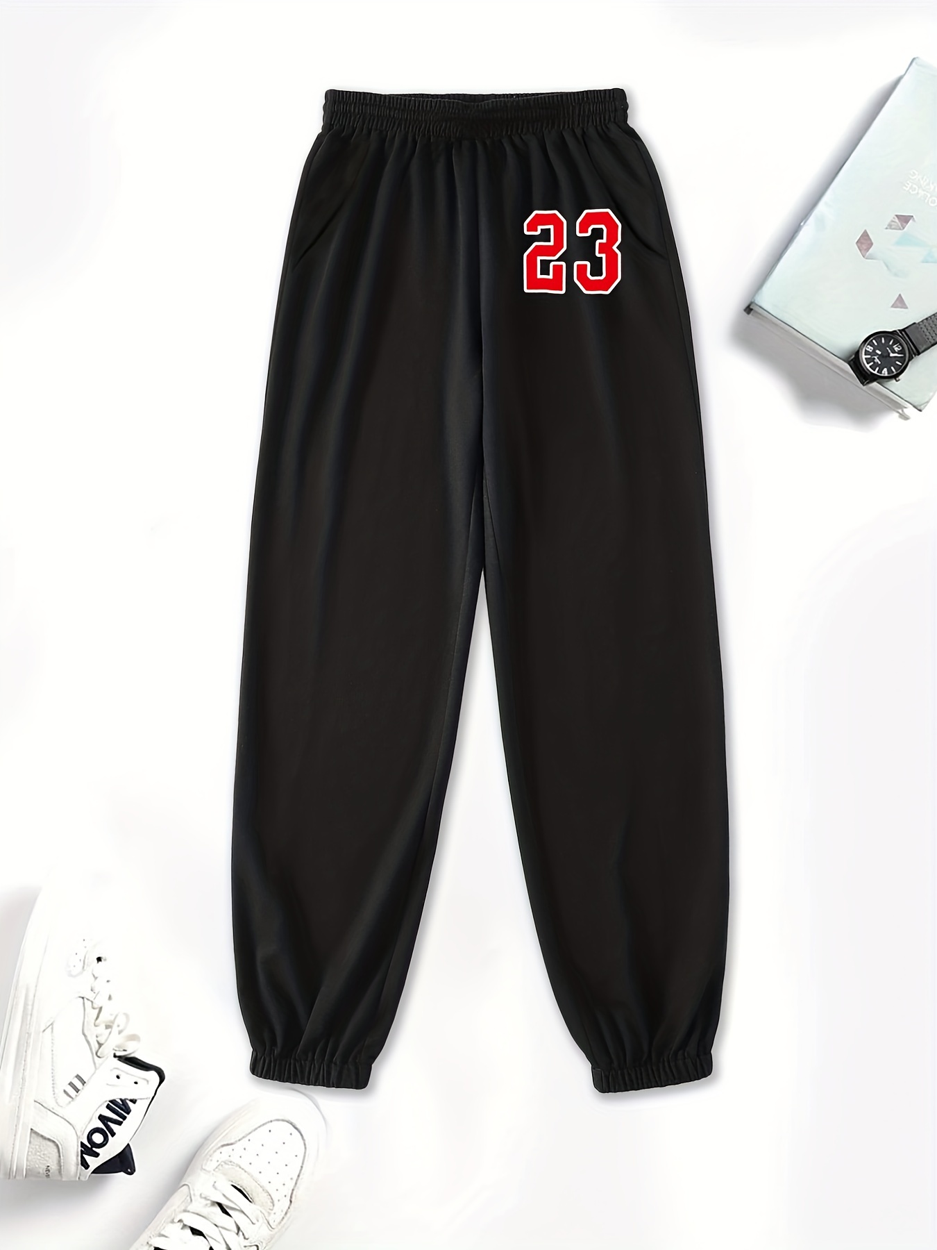 Trend Number Graphic Sweatpants Girls High Waisted Workout - Temu