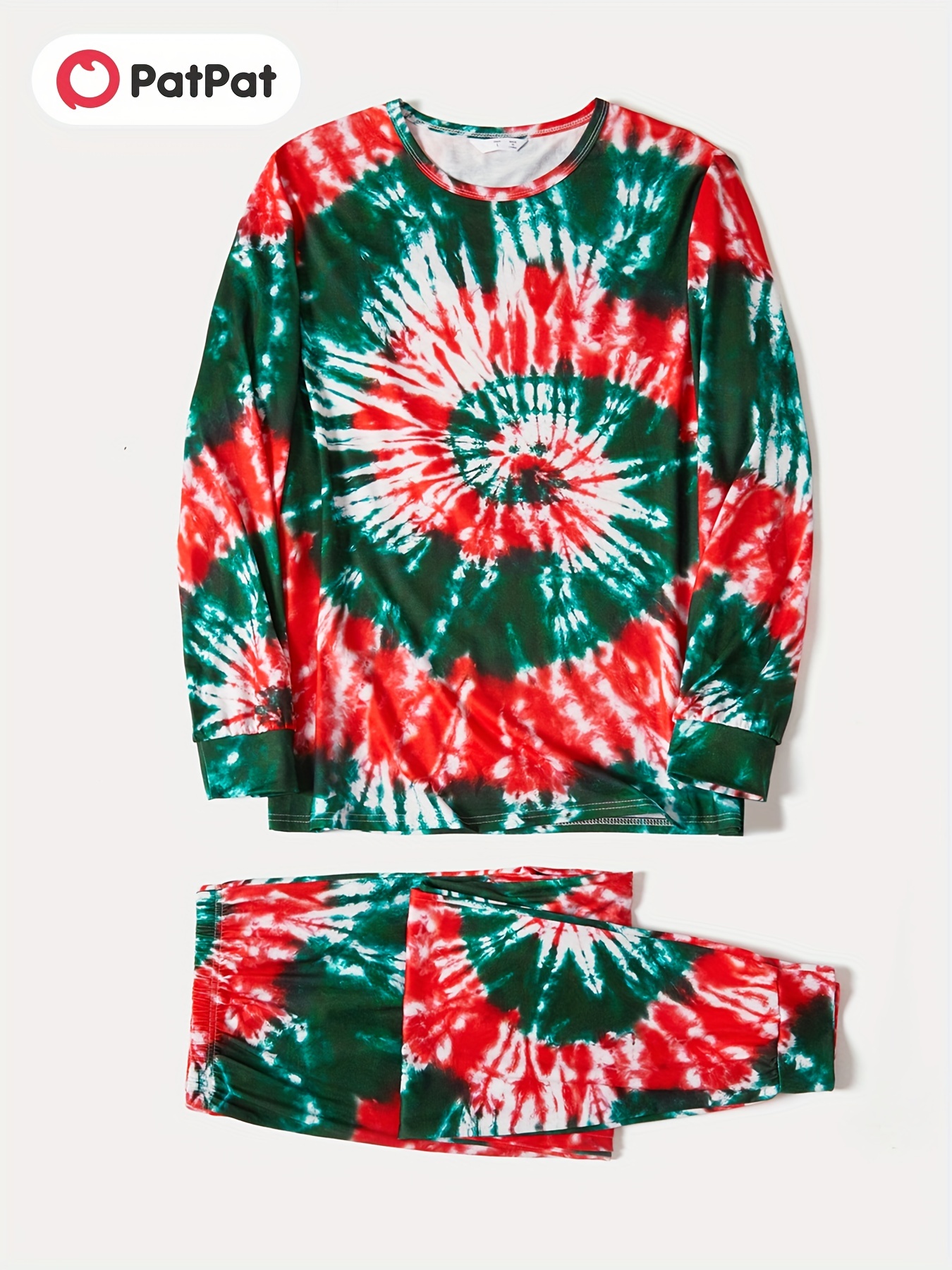 Red and green outlet tie dye pajamas