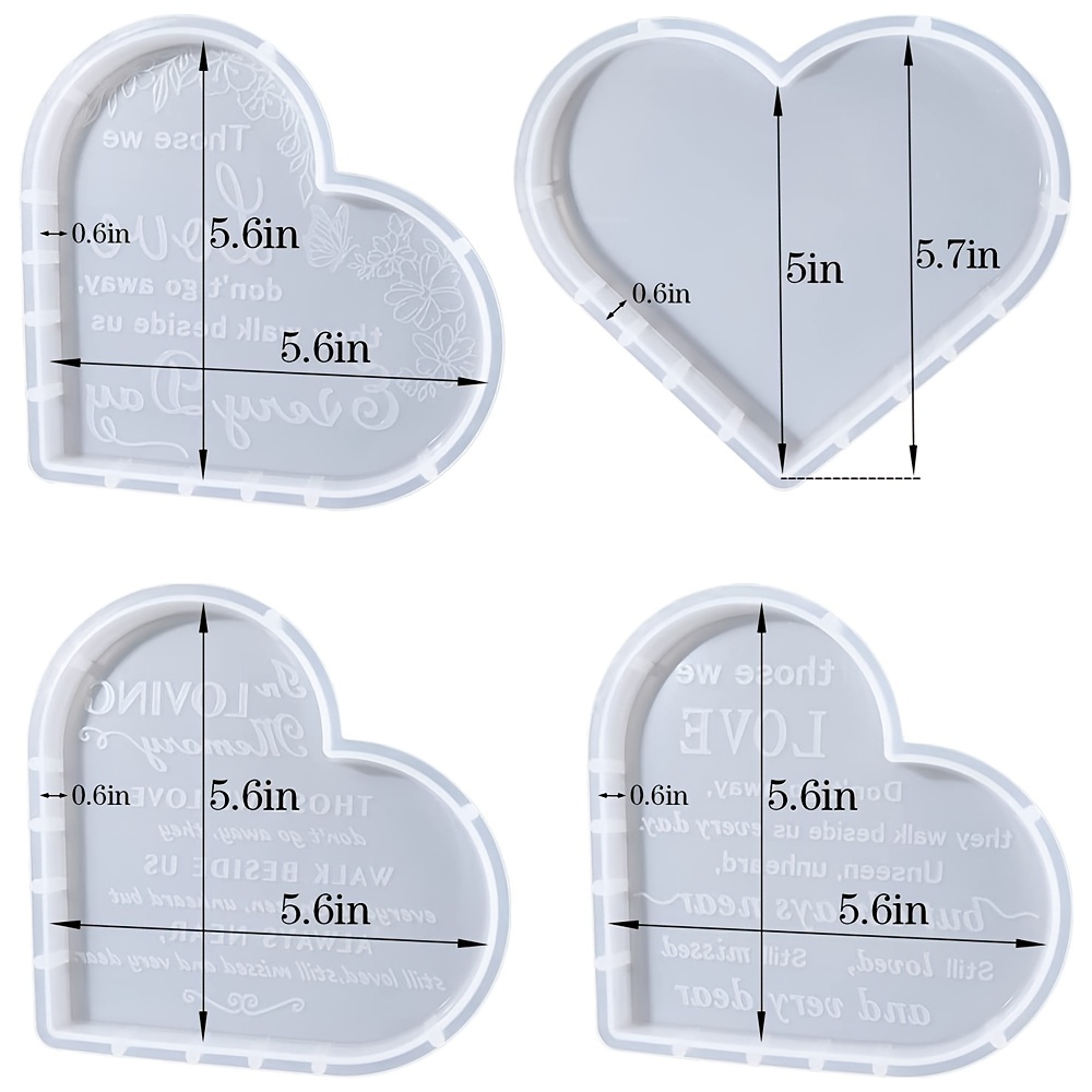 Epoxy Resin Molds 4 Pieces Silicone Casting Molds, Heart Memorial Sign  Condolence Grief Signs for DIY Craft Home Decor Office Sign Sympathy Table