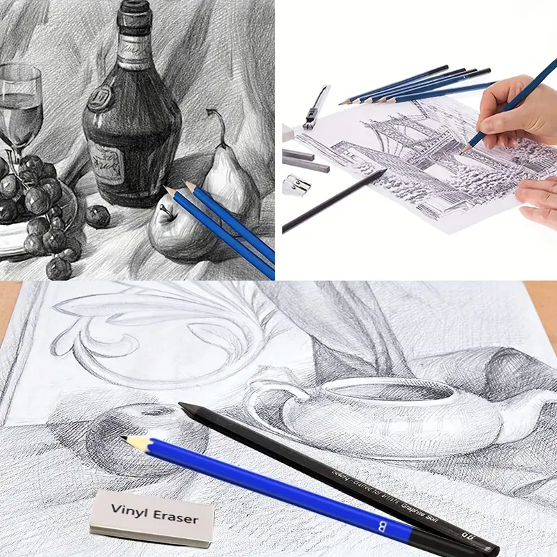 Pro Drawing Kit Sketching Pencils Set,portable Zippered Travel
