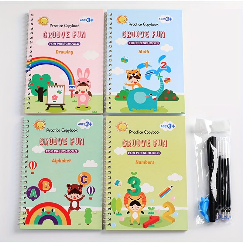 English Version Montessori Children's Hard Pen Groove Practice Copybook,  Fun Pen Control Training Book, Reusable Magic Book, Children's Calligraphy  Copybook, Christmas Gift - Temu