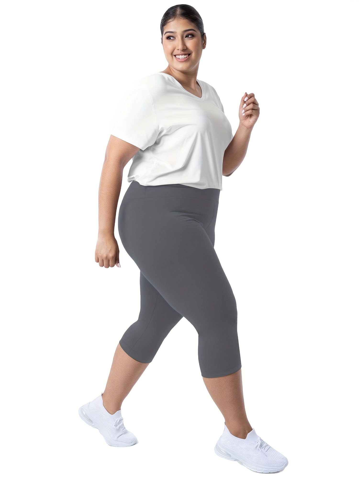 Buttery Smooth Basic Solid High Waisted Extra Plus Size Capris - 3 Inch -  3X-5X