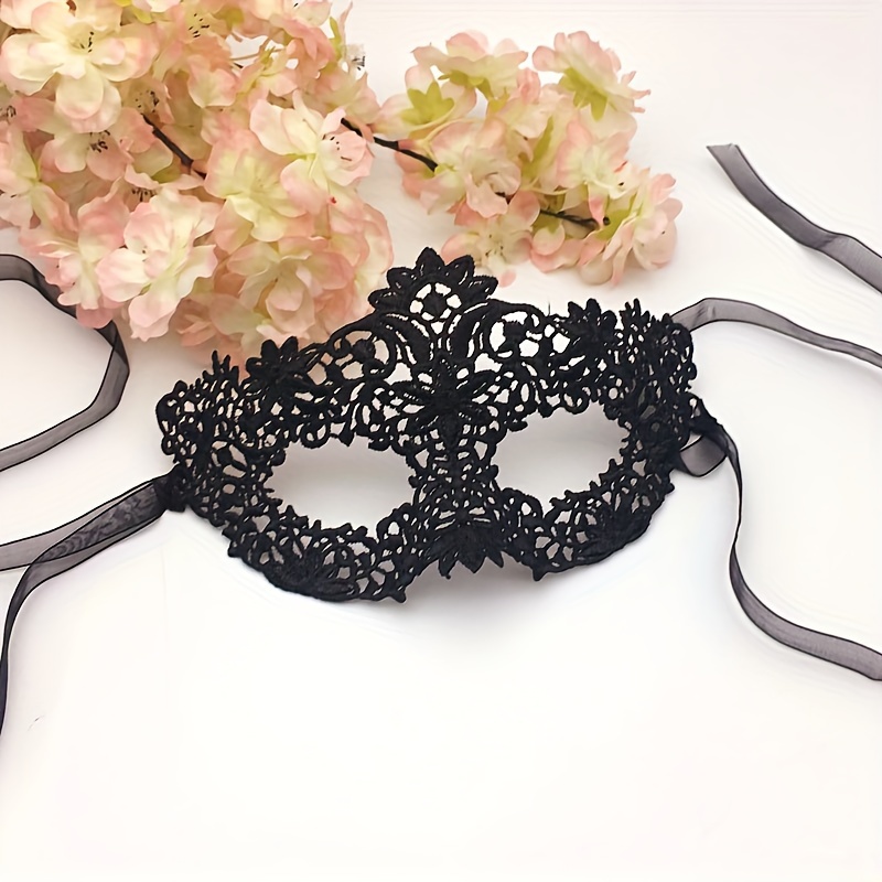 

1pc Masque pour en Dentelle Noire Élégante isinyee avec Floraux et Nœuds en Ruban - pour les Fêtes, le Bal et les Événements de Cosplay